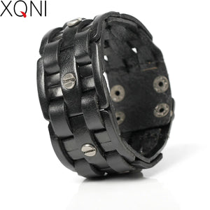 Men's Leather Bracelet Bandage Charm Wrap Woven Bangle