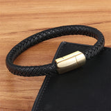 Geometric Veins Leather Bracelet Steel Boys Gift Hand Jewelry