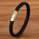 Geometric Veins Leather Bracelet Steel Boys Gift Hand Jewelry
