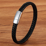 Geometric Veins Leather Bracelet Steel Boys Gift Hand Jewelry