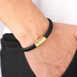 Geometric Veins Leather Bracelet Steel Boys Gift Hand Jewelry