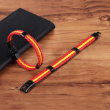 Spain Flag Leather Men Stainless Steel Bracelet National Flag Pattern Bangles