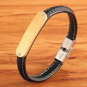 Men's Leather Bracelet Hand-knitted for Boys - Christmas Commemorative