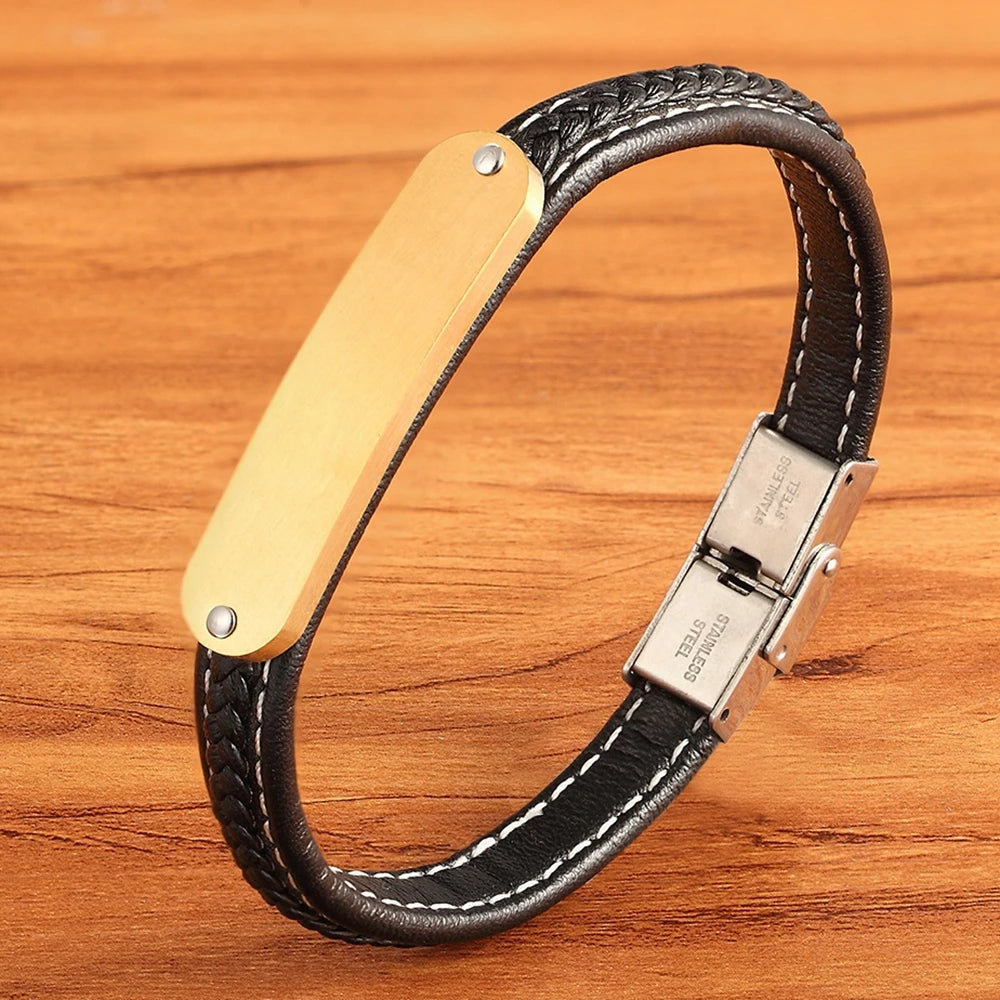 Men's Leather Bracelet Hand-knitted for Boys - Christmas Commemorative