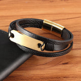 Stainless Steel Leather Men's Bracelet Hand-woven Magnetic Multi-layer