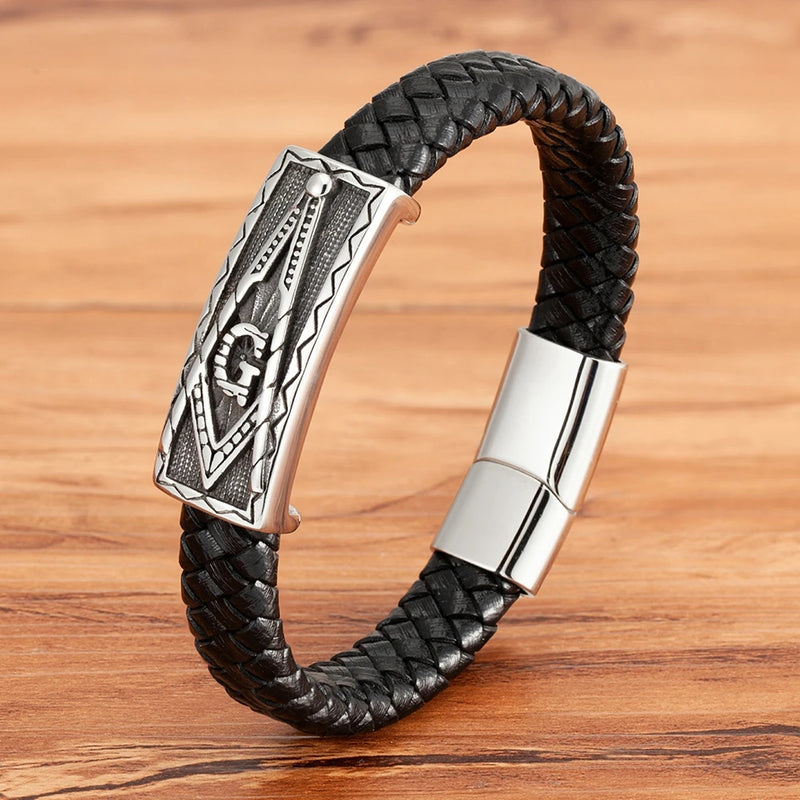 Men's Leather Bracelet Tower Style Magnet Buckle Gift
