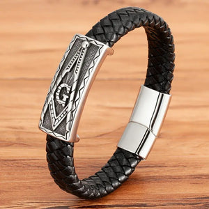 Men's Leather Bracelet Tower Style Magnet Buckle Gift