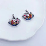 Enamel Flower Peony Phoenix Wealth Koi Fish Gourd Pendant