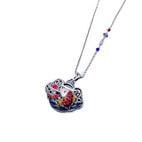 Enamel Flower Peony Phoenix Wealth Koi Fish Gourd Pendant