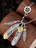Indian Vintage Feather Pendant Necklace Hip-hop Couple Jewelry