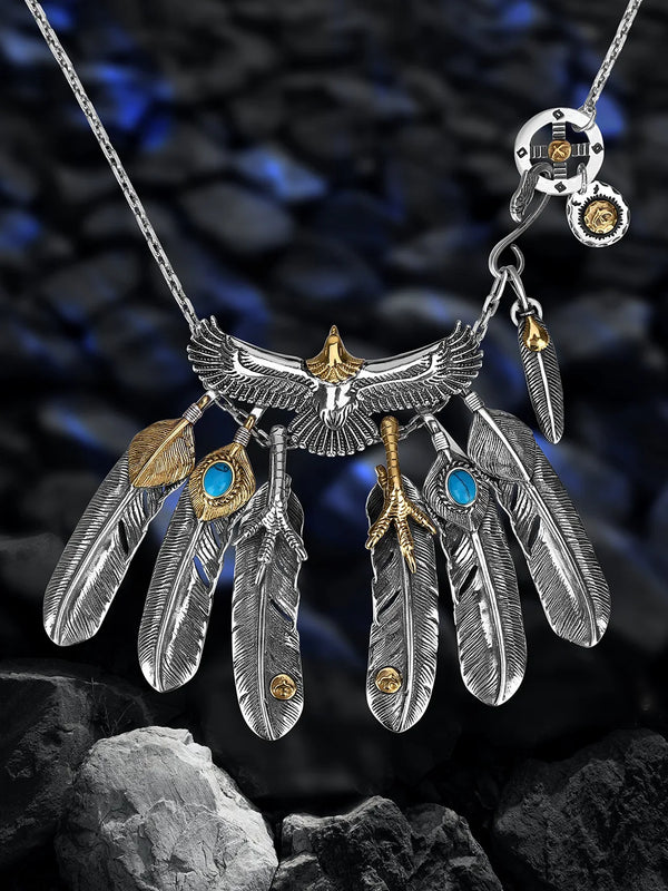 Indian Vintage Feather Pendant Necklace Hip-hop Couple Jewelry