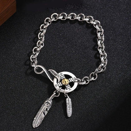 XS Guochao Feather Bracelet Men's Stylish Single Ins Niche Mens Bracelet