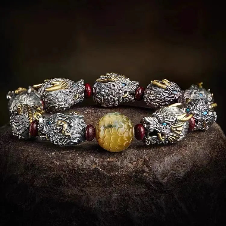 XS Dragon Scale Tiger Eye Stone Bead Bracelet