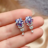 XS Red Earrings with Amethyst Inlay, Women's Style