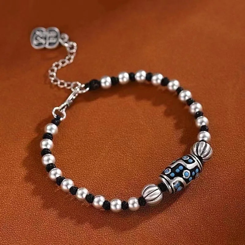 XS Tianzhu Bracelet: Men's & Women's Knitted Silver Bead Bracelet