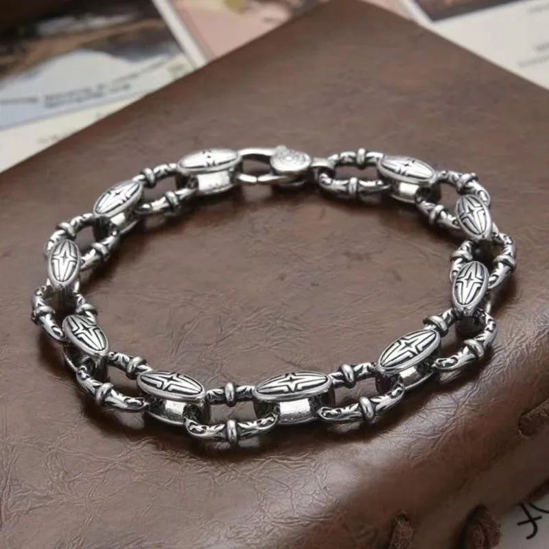 Rattan Grass Pattern Bracelet Men's Retro Ring Hoop