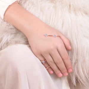 XSBODY Butterfly Mitten Bracelet Ring CZ Wedding Jewelry Accessory