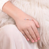 XSBODY Butterfly Mitten Bracelet Ring CZ Wedding Jewelry Accessory