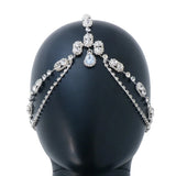 Boho Rhinestone Head Chain Water Drop Pendant Hair Jewelry for Women