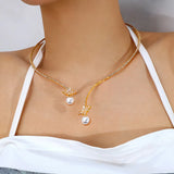 Pearl Rhinestone Collar Necklace Choker for Women