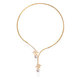Pearl Rhinestone Collar Necklace Choker for Women
