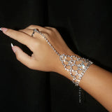 Crystal Ring Hand Chain Christmas Rhinestone Bracelet Jewelry