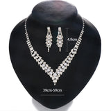 XSBODY Pearl V-Shaped Necklace Sets for Bridal Women Rhinestone Earring Wedding