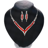 XSBODY Pearl V-Shaped Necklace Sets for Bridal Women Rhinestone Earring Wedding