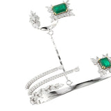 XSBODY Zirconc Green Bracelet for Women Charm CZ Bangle Full Wedding Female