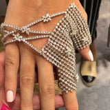 Mesh Flower Bracelet Women Wedding Rhinestone Y2K Bridal Jewelry