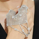 Mesh Flower Bracelet Women Wedding Rhinestone Y2K Bridal Jewelry