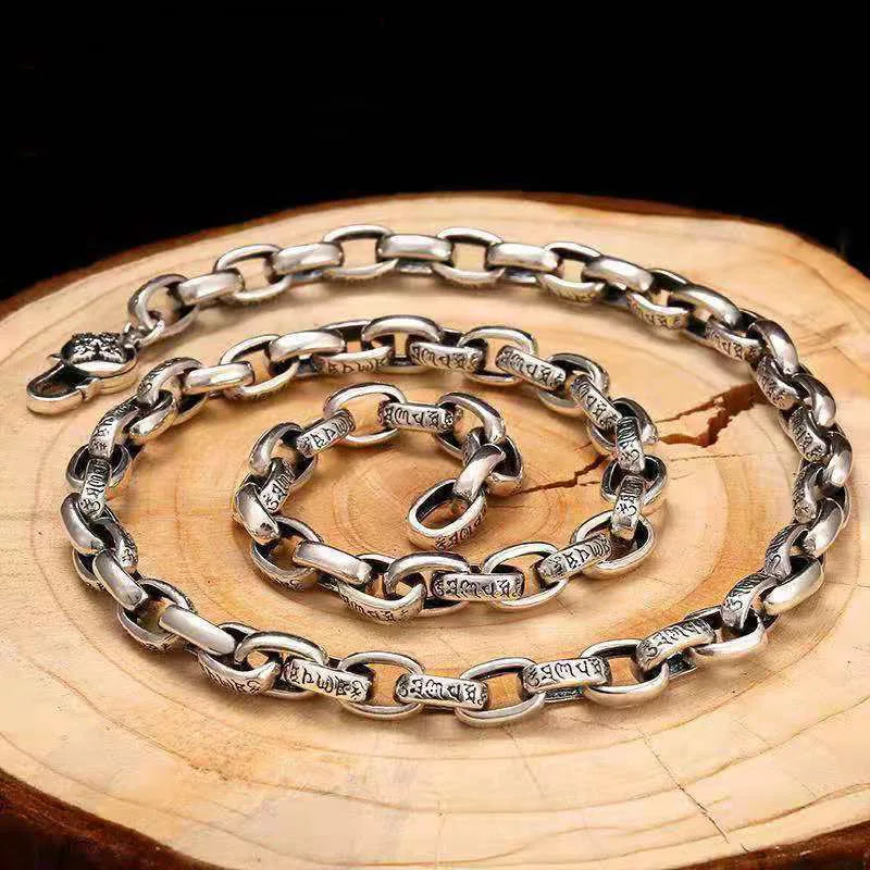 Men's S925 Thai Silver Braided Chain Necklace