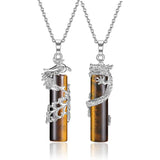 XSM Dragon Phoenix Crystal Necklaces Couples Natural Stone Yin Yan