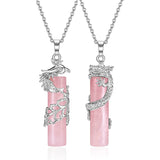XSM Dragon Phoenix Crystal Necklaces Couples Natural Stone Yin Yan