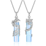 XSM Dragon Phoenix Crystal Necklaces Couples Natural Stone Yin Yan