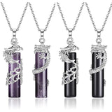 XSM Dragon Phoenix Crystal Necklaces Couples Natural Stone Yin Yan