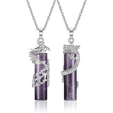 XSM Dragon Phoenix Crystal Necklaces Couples Natural Stone Yin Yan