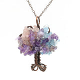 7 Chakra Healing Crystal Necklace Tree of Life Pendant