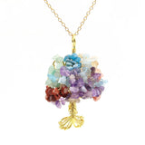 7 Chakra Healing Crystal Necklace Tree of Life Pendant