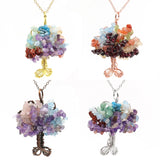 7 Chakra Healing Crystal Necklace Tree of Life Pendant