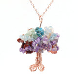7 Chakra Healing Crystal Necklace Tree of Life Pendant