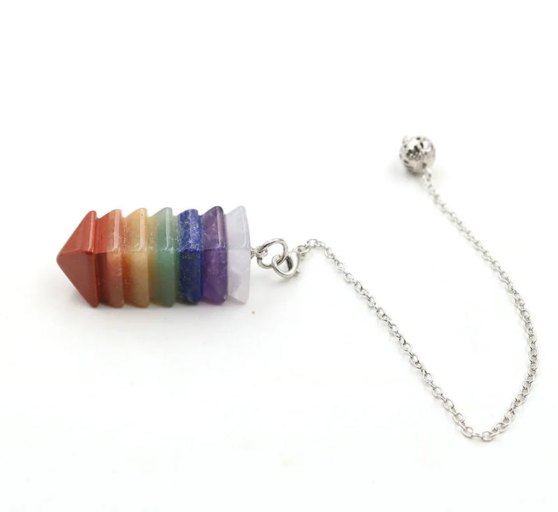 XSM 7 Chakra Square Pyramid Pendulum Crystal Stone Pendant