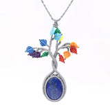 Tree of Life 7 Chakras Crystal Pendant Necklace for Women