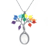 Tree of Life 7 Chakras Crystal Pendant Necklace for Women