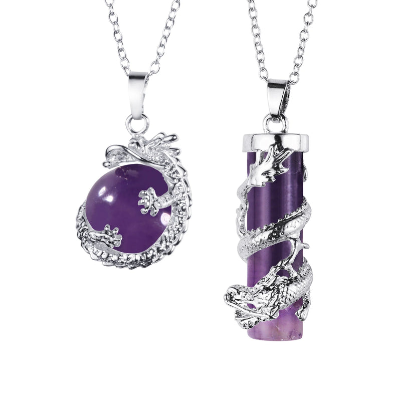 XSM Chakra Reiki Healing Stones Dragon Pendant Set
