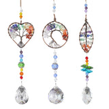 XSM Tree of Life Crystal Sun Catcher Window Heart-Shaped Suncatcher
