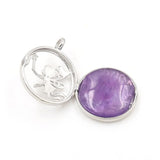 Fairy Butterfly Hollow Locket Natural Amethyst Pendant