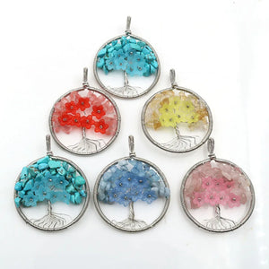 XSM Gravel Chips Flower Pattern Pendants Natural Stones