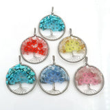 XSM Gravel Chips Flower Pattern Pendants Natural Stones
