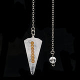 XSM Healing Crystal Pendulum Chakra Symbols Hexagonal Pointed Stone Pendant